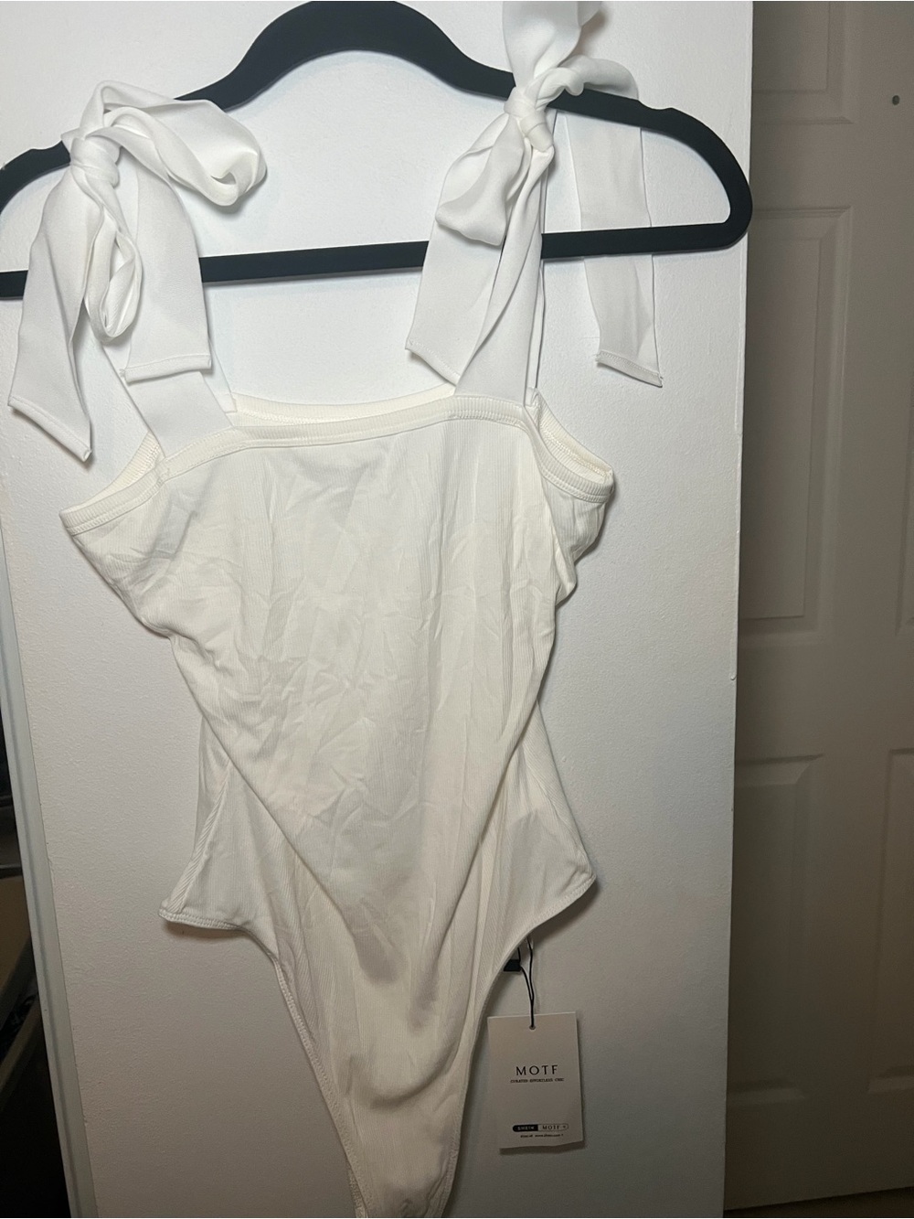 MOTF White Tie-Shoulder Bandeau Bodysuit